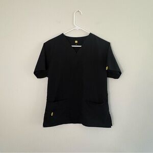 WonderWink V-Neck Black Scrub Top Womens Small Medium Uniform